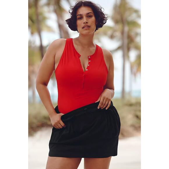Andie Swim Eco Nylon The Malibu One Piece in Cherry Red L NWT - Picture 1 of 9